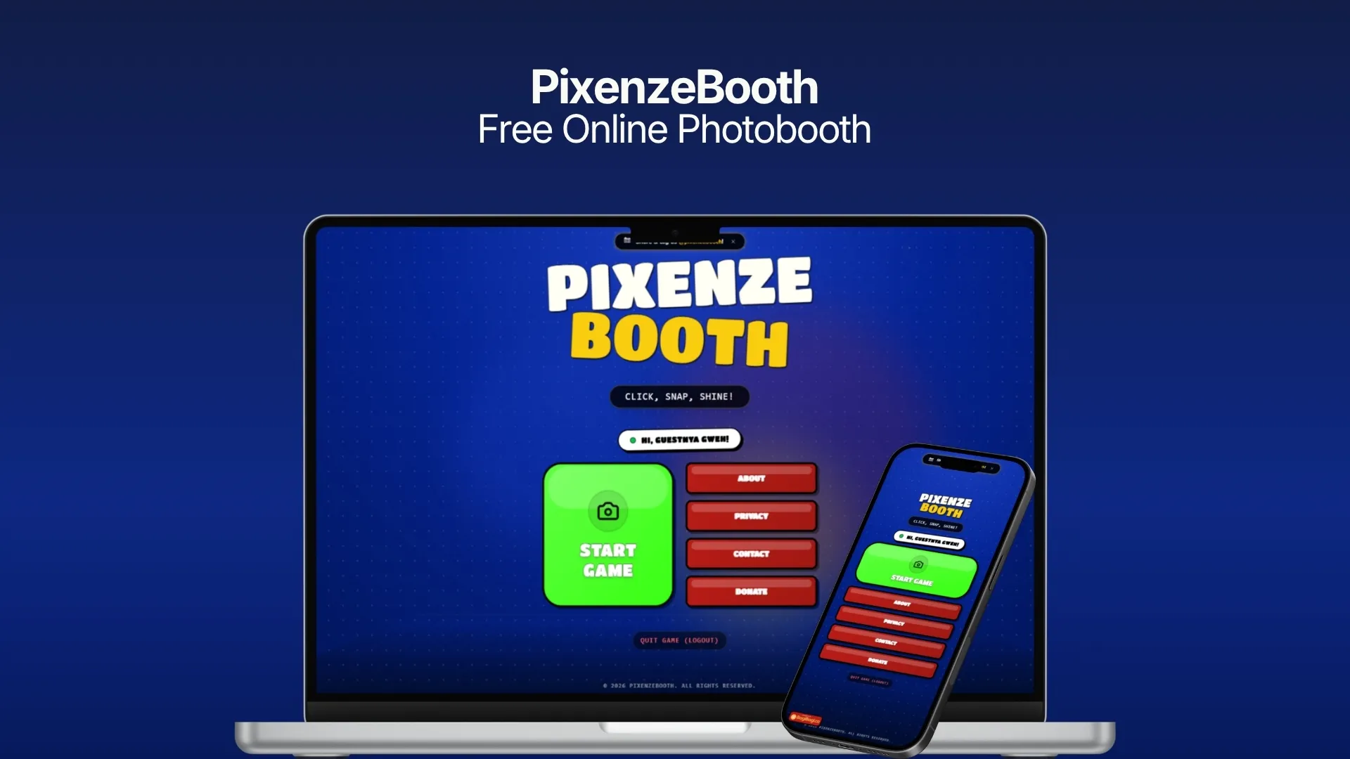 PixenzeBooth - Free Online Photobooth